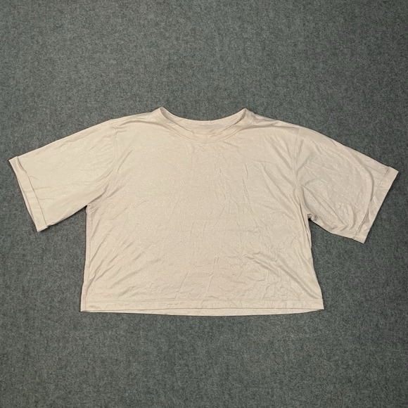 lululemon athletica Tops - Lululemon Shirt Womens 6 Crop Pink Metallic SoulCycle Relaxed Yoga Athletic Gym